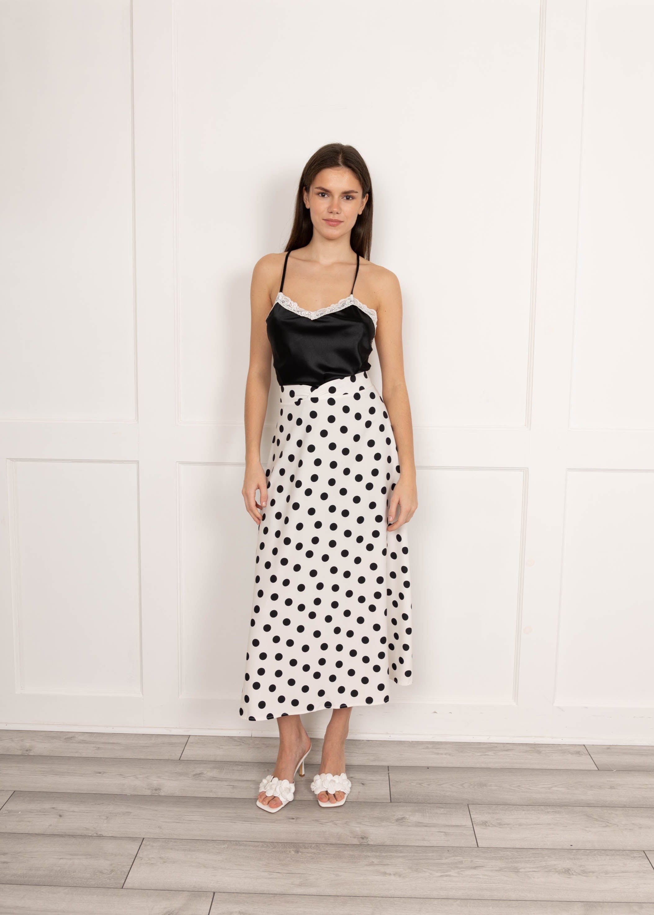 Black and white pocka dot skirt