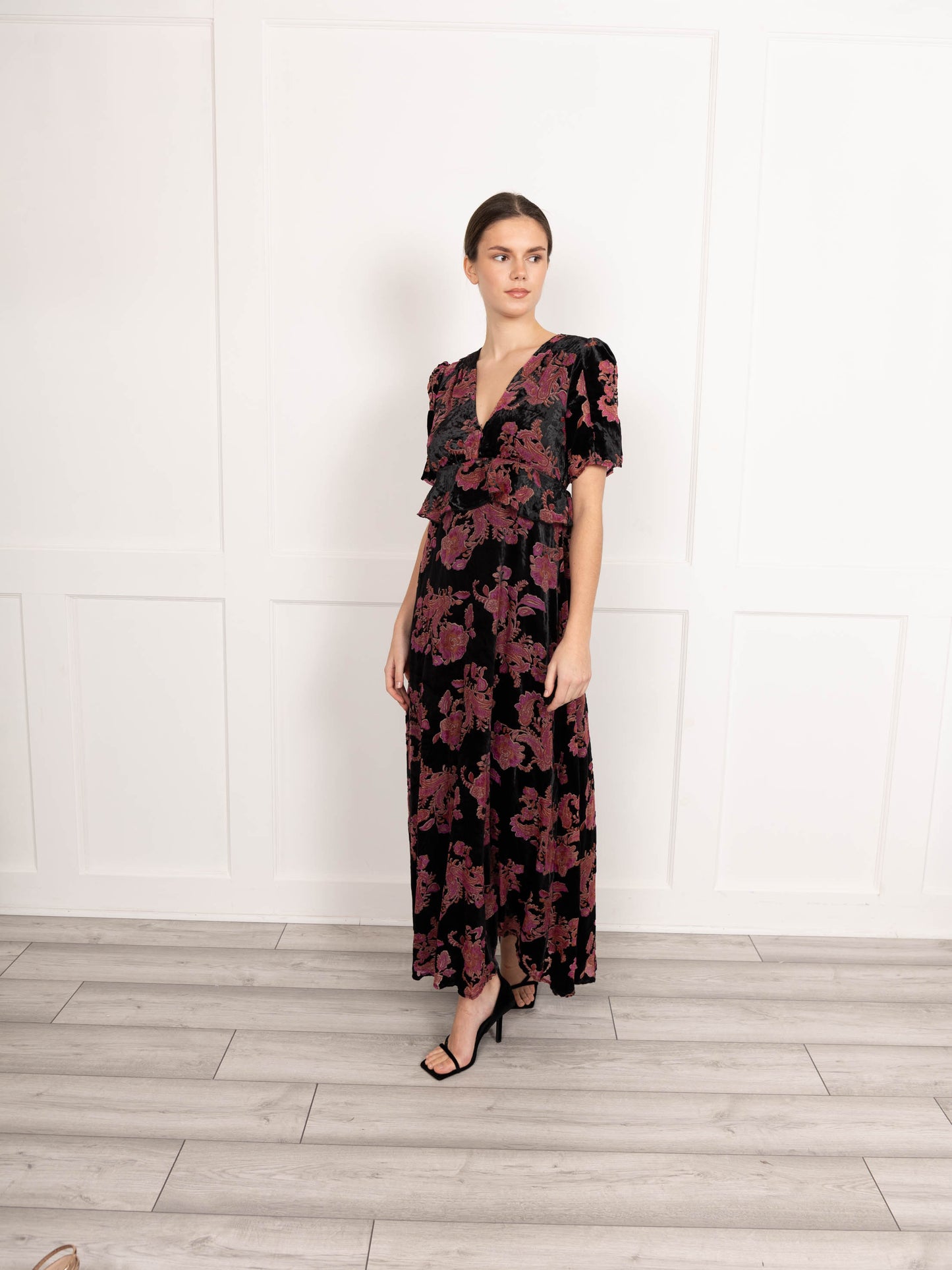 velvet jacquard maxi dress