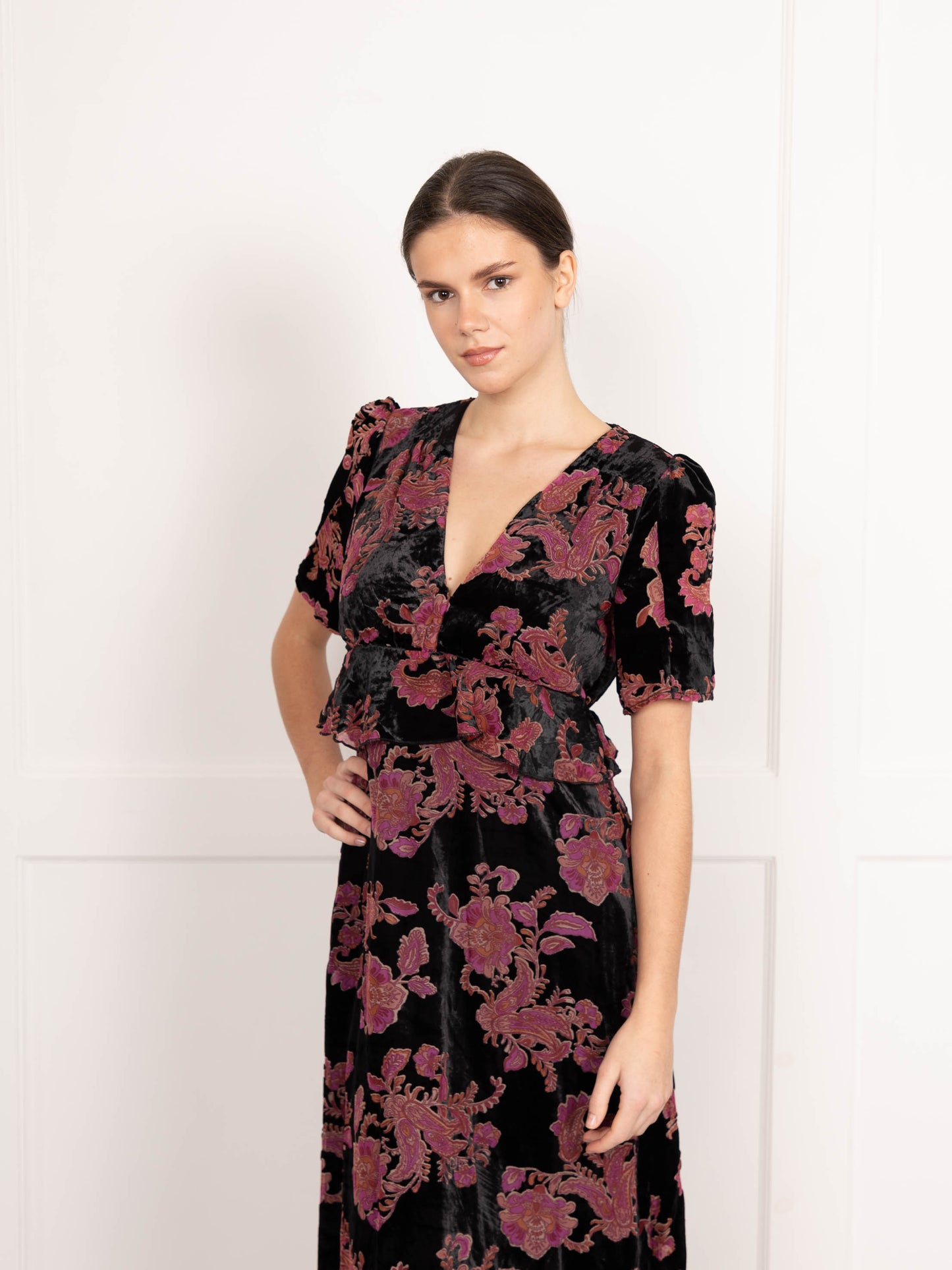 velvet jacquard maxi dress