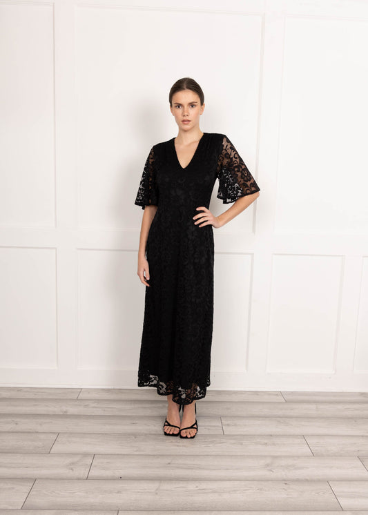 Flounce London Lace Short Sleeve Maxi Dress