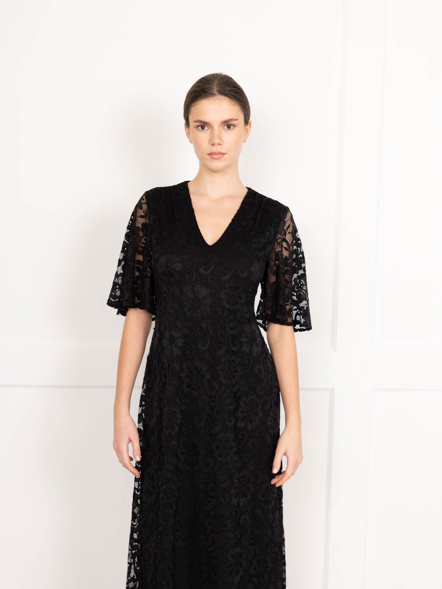 Flounce London Lace Short Sleeve Maxi Dress