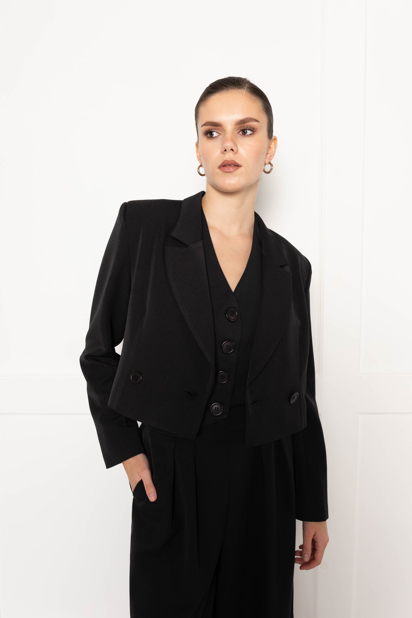 Flounce London Black Tailored Waistcoat