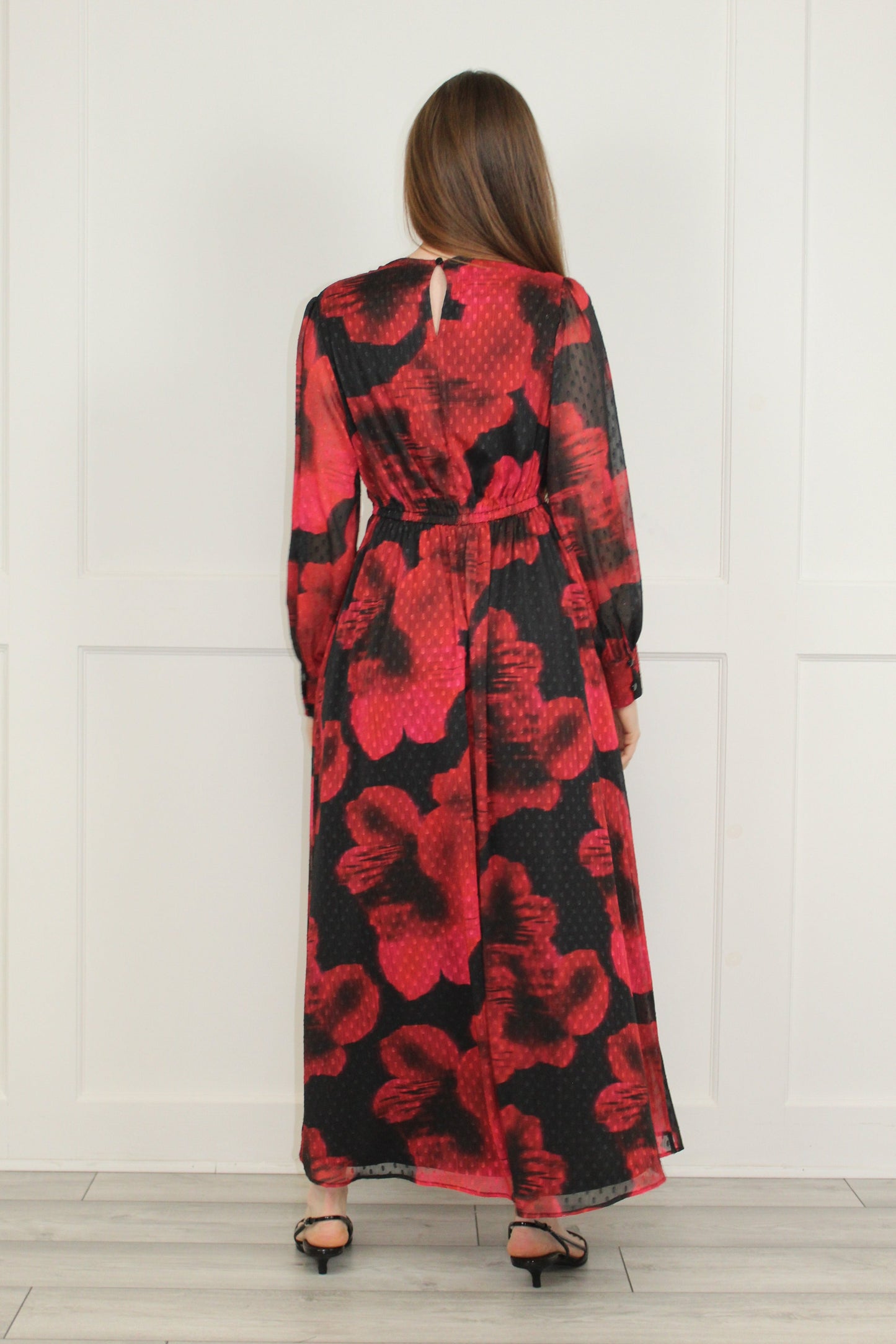 Flounce London Floral Printed Chiffon Midaxi