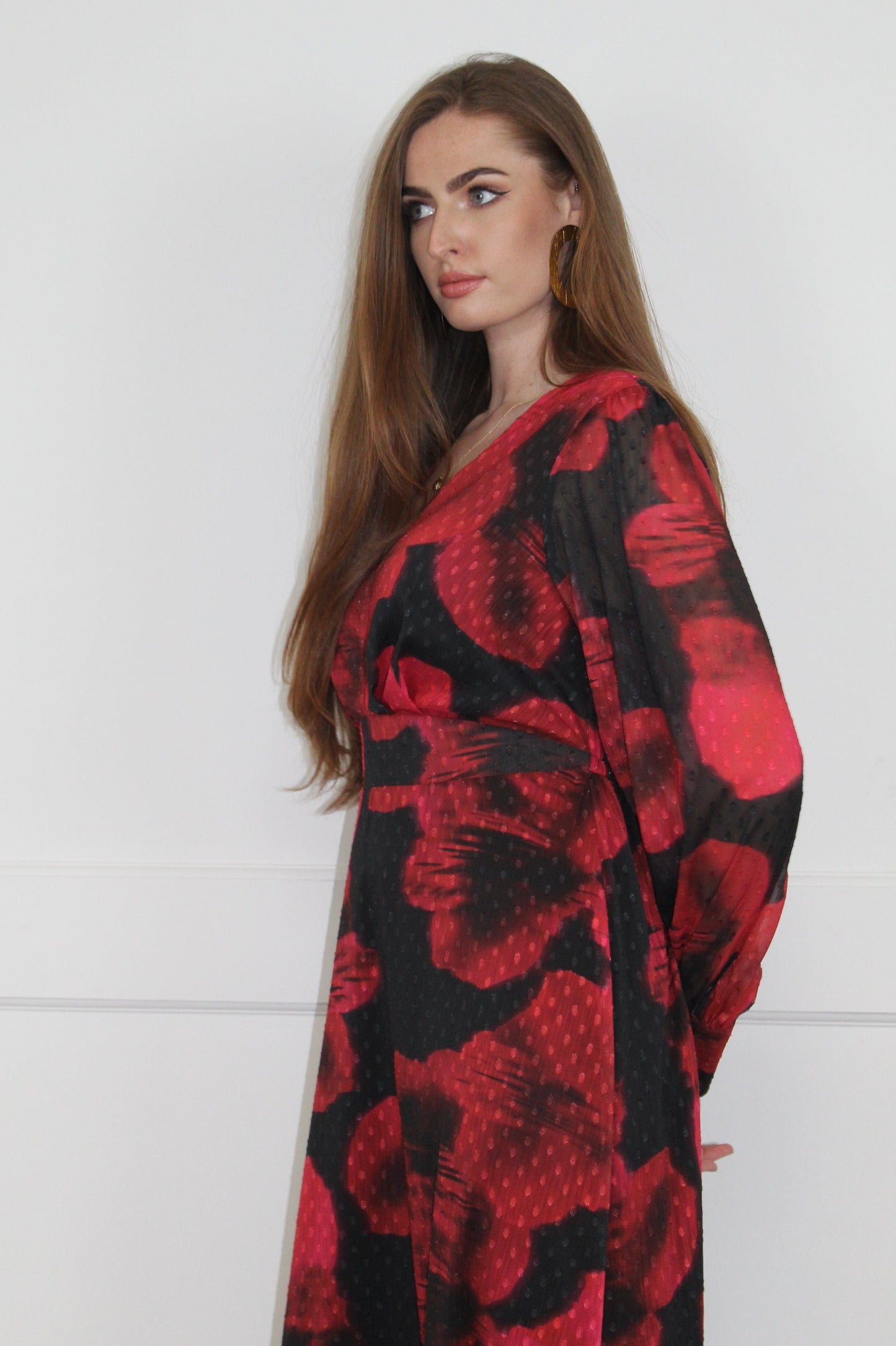 Flounce London Floral Printed Chiffon Midaxi