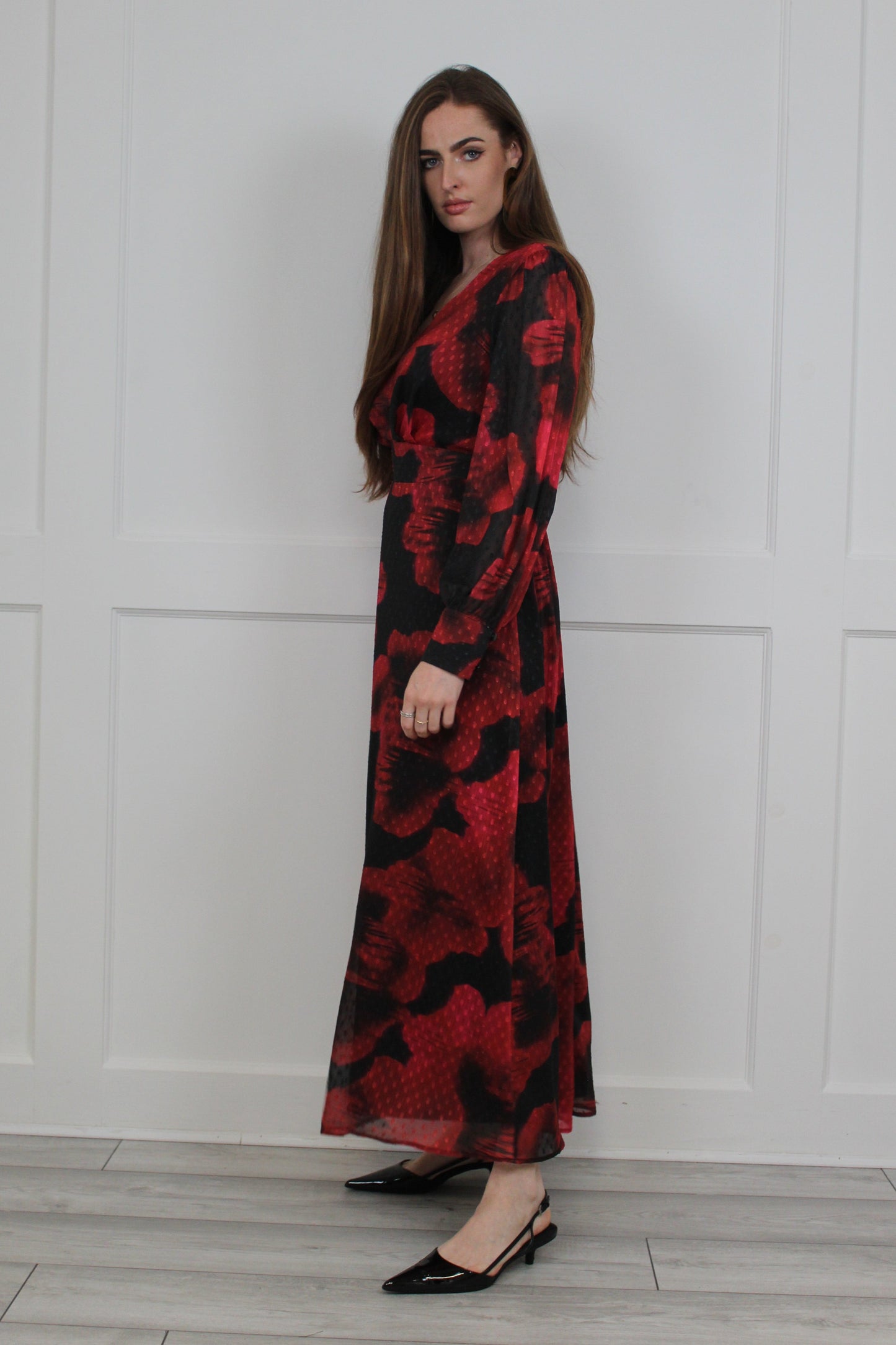 Flounce London Floral Printed Chiffon Midaxi