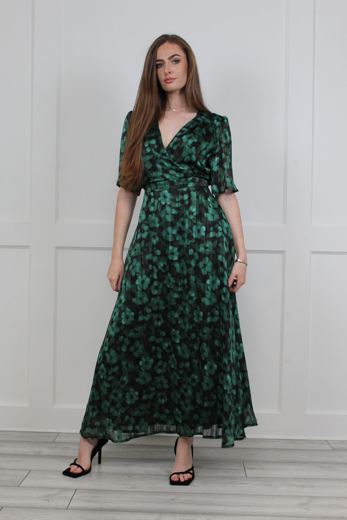 Flounce London Floral Chiffon Maxi Dress