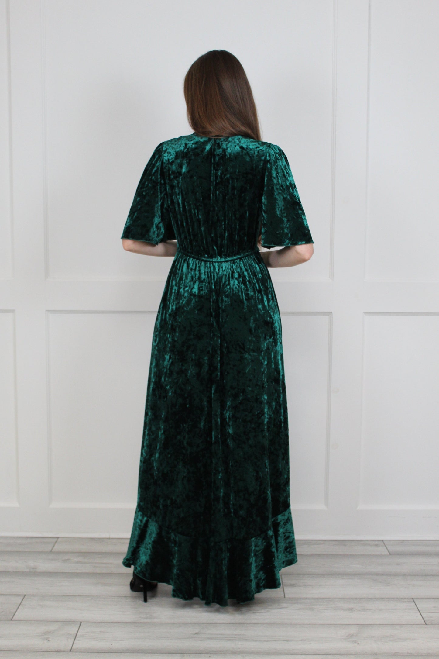Flounce London Green Velvet Midaxi