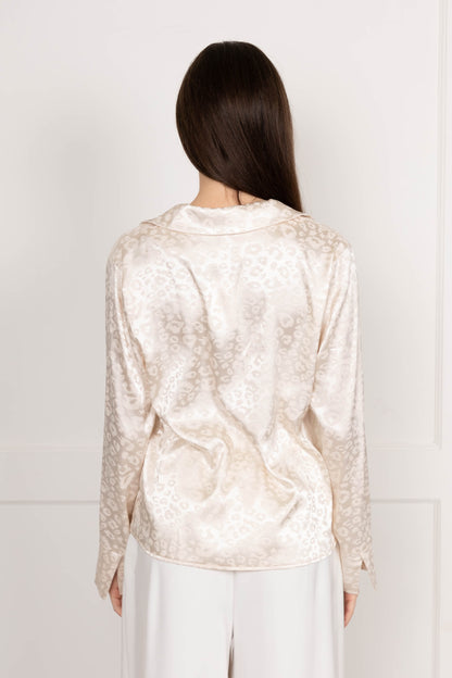 Off White Leopard jacquard Satin Blouse