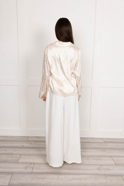 Off White Leopard jacquard Satin Blouse