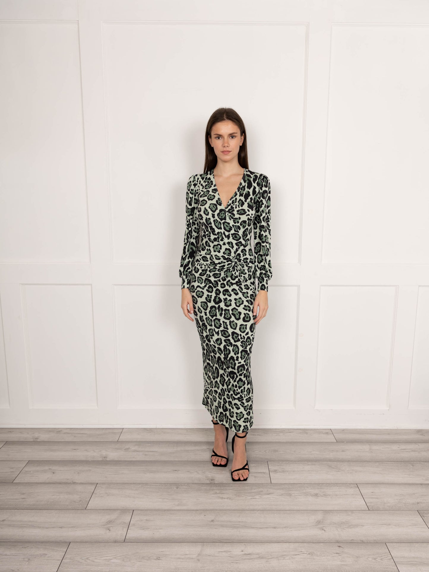 Flounce London Green Leopard Print Midi