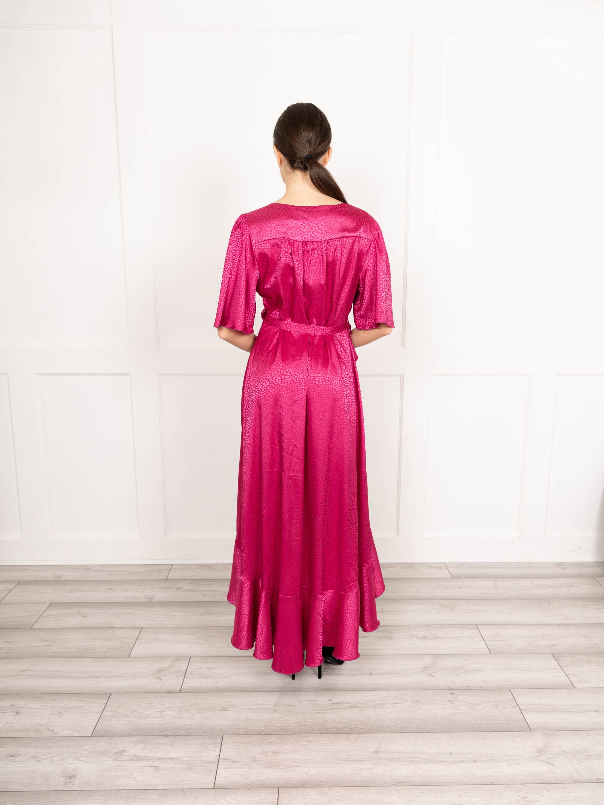 flounce london pink dress Flounce London Pink Wrap Dress