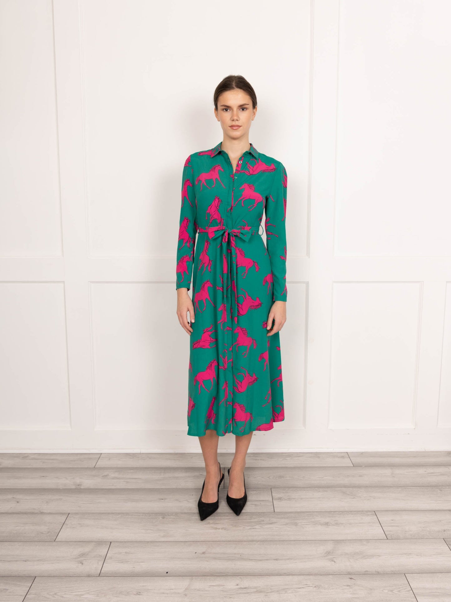 Flounce London Midi Dress with Horse Print