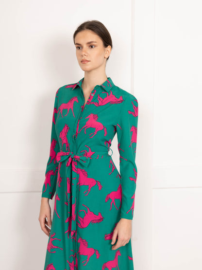 Flounce London Midi Dress with Horse Print