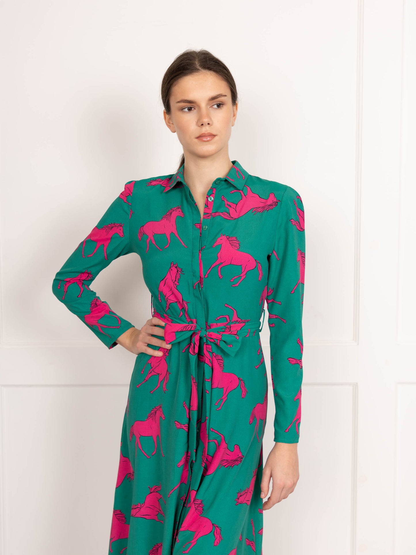 Flounce London Midi Dress with Horse Print