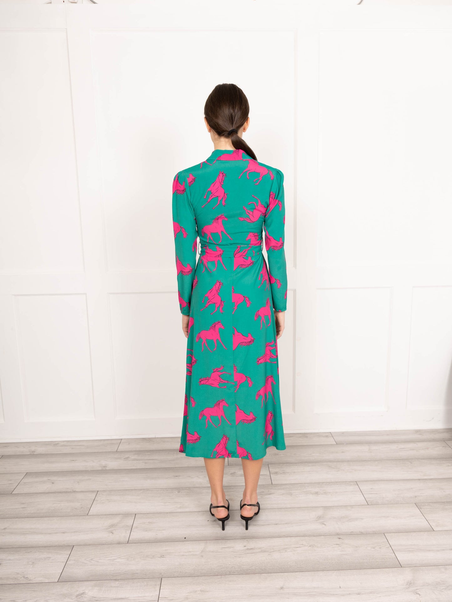 Flounce London Midi Dress with Horse Print