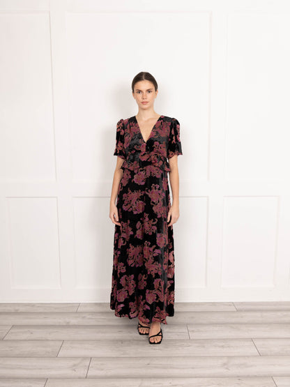 velvet jacquard maxi dress