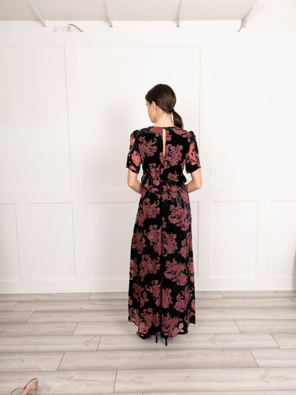 velvet jacquard maxi dress