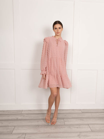 Flounce London Dobby Spot Mini Dress