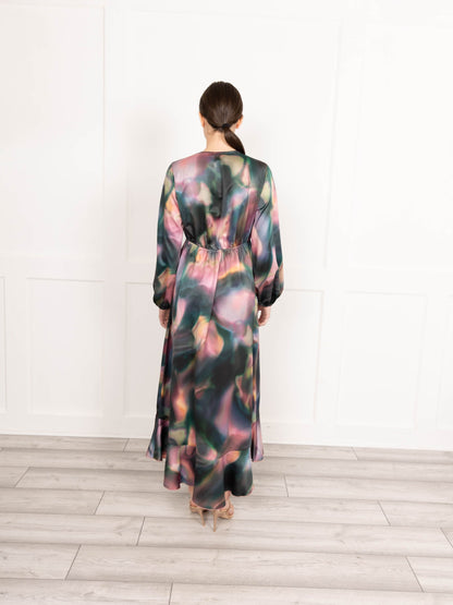 Flounce London Swirl Print Wrap Midaxi Dress