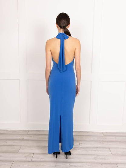 High Neck Maxi Dress in Cobalt