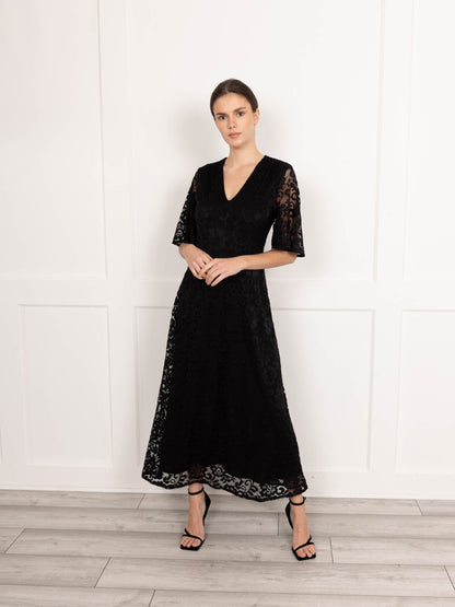 Flounce London Lace Short Sleeve Maxi Dress