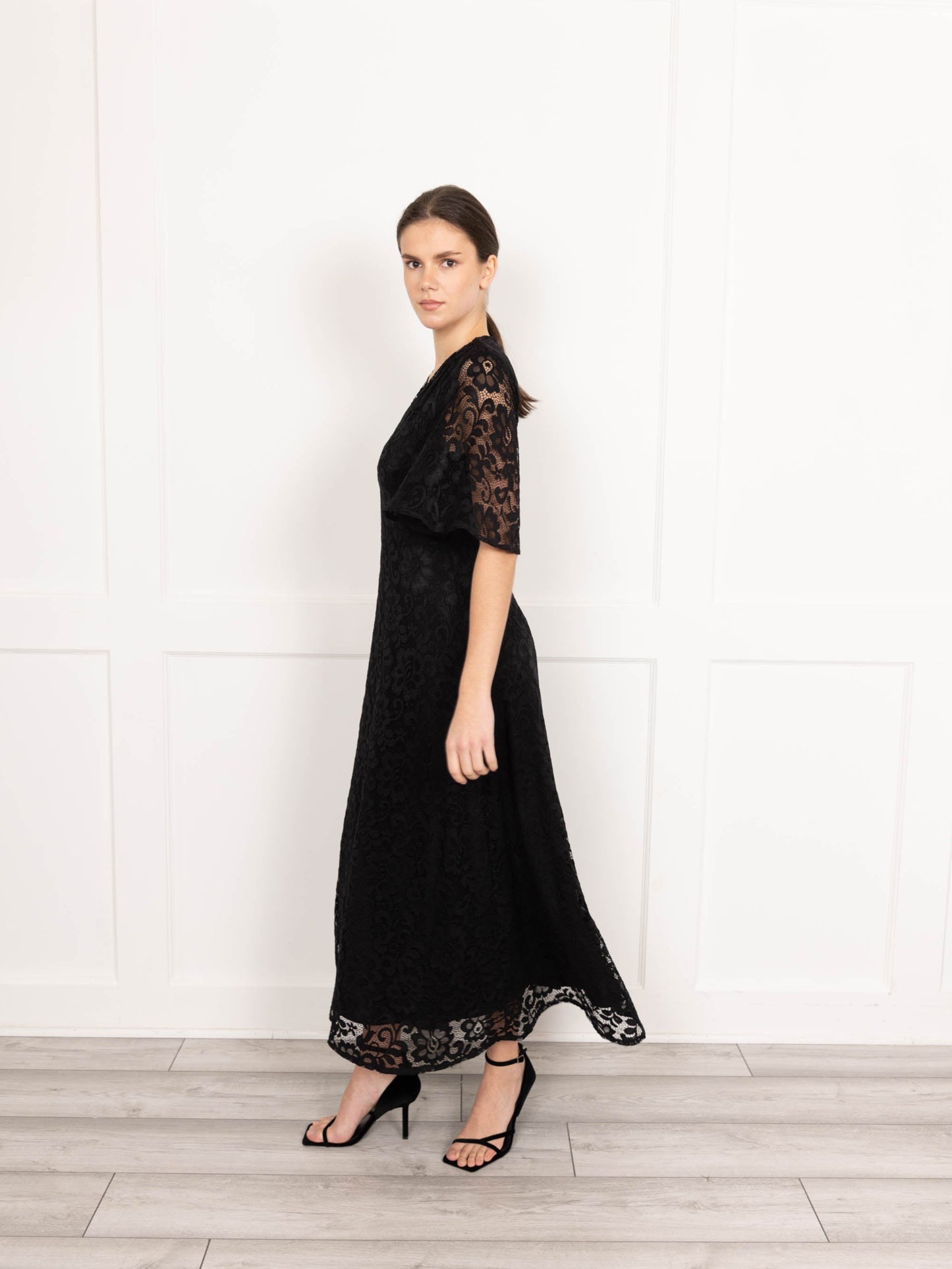Flounce London Lace Short Sleeve Maxi Dress