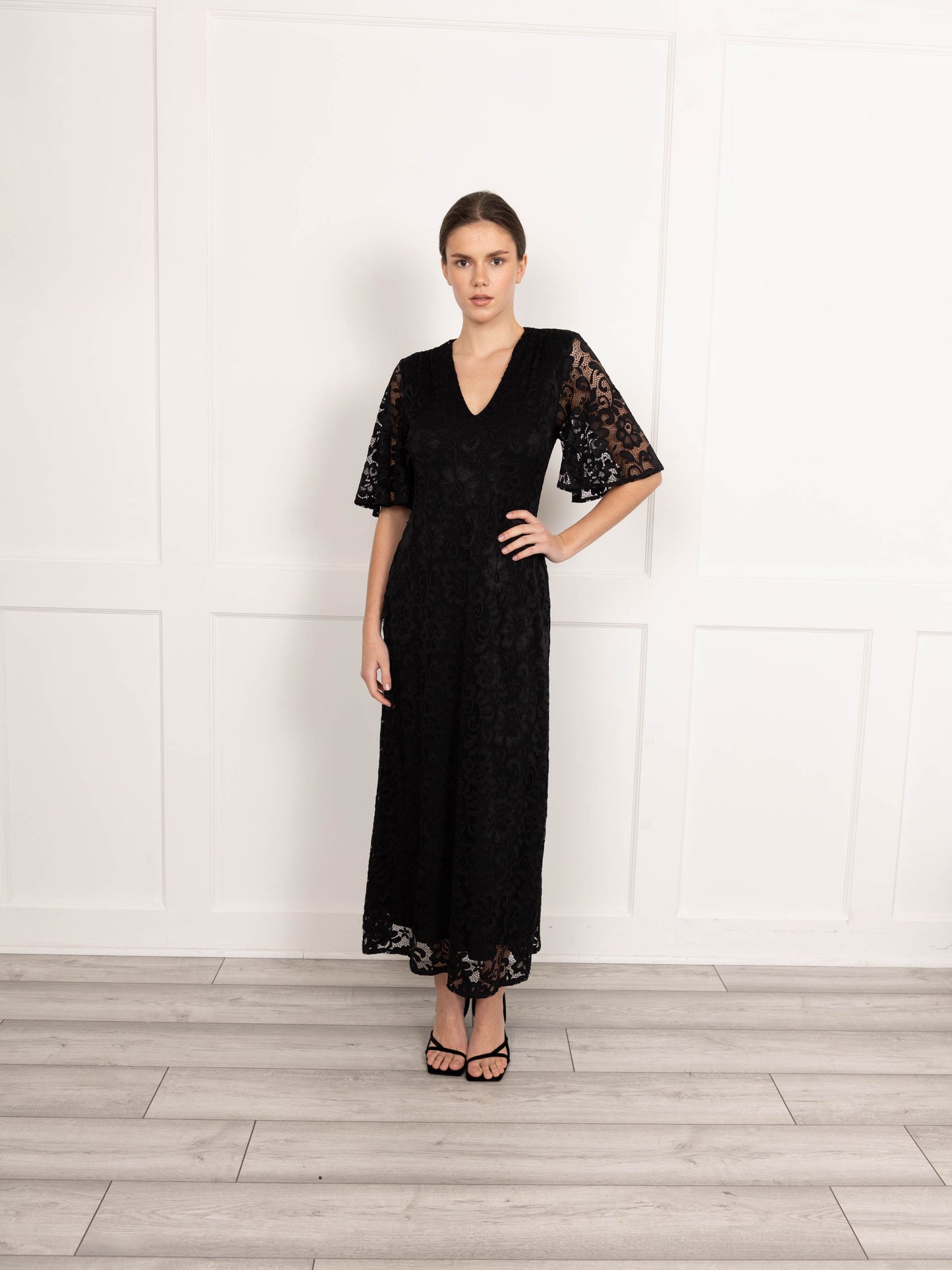 Flounce London Lace Short Sleeve Maxi Dress