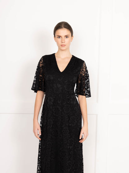 Flounce London Lace Short Sleeve Maxi Dress