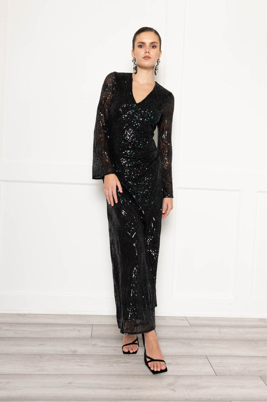 Flounce London Green Sequin Maxi Dress