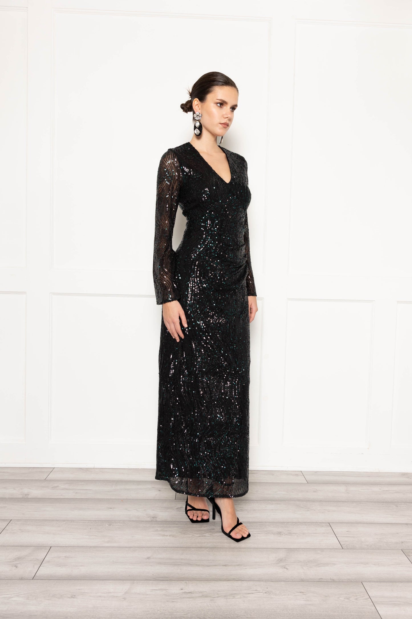 Flounce London Green Sequin Maxi Dress