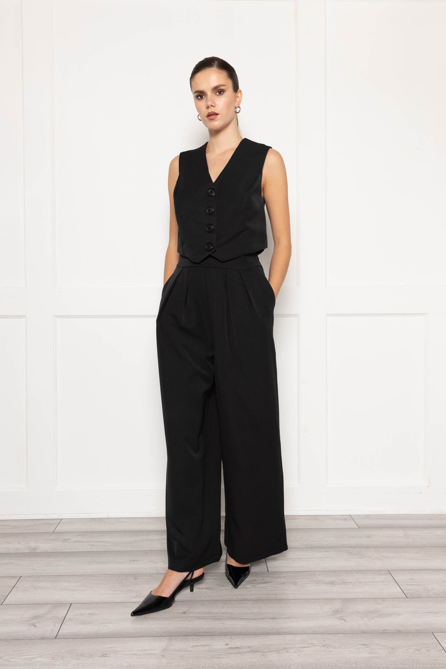 Flounce London Black Tailored Waistcoat