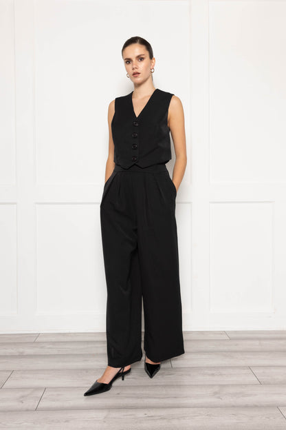 Flounce London Black Tailored Waistcoat