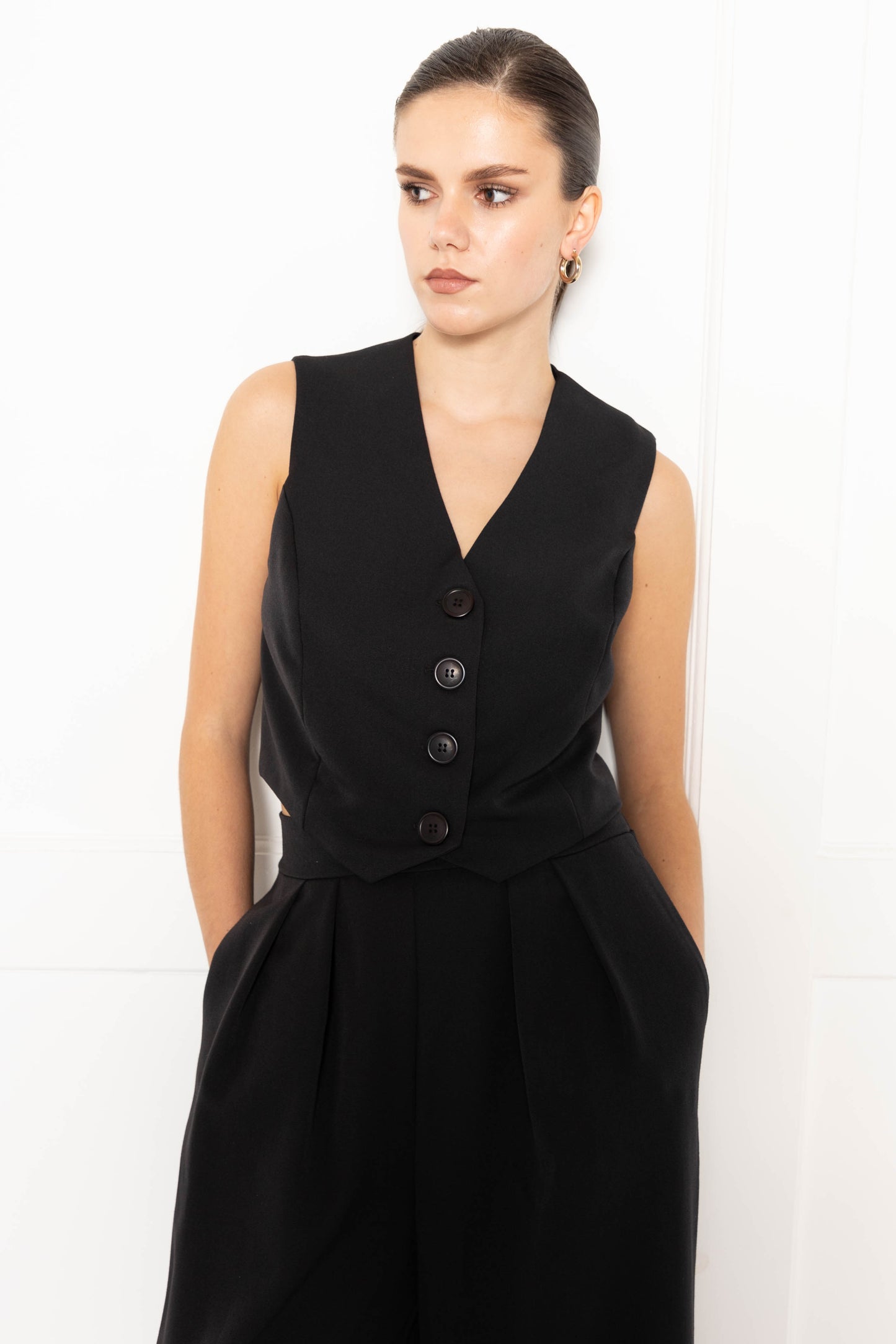 Flounce London Black Tailored Waistcoat