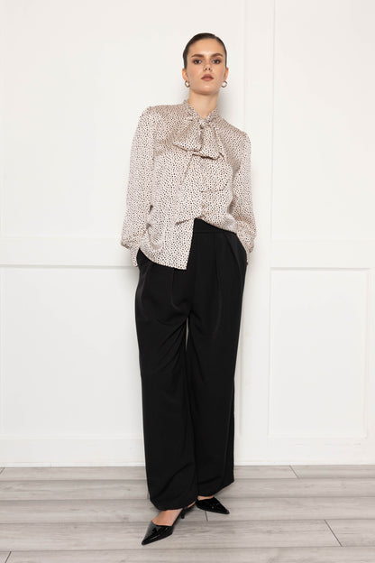 Flounce London Black Wide Leg Tailored Trousers