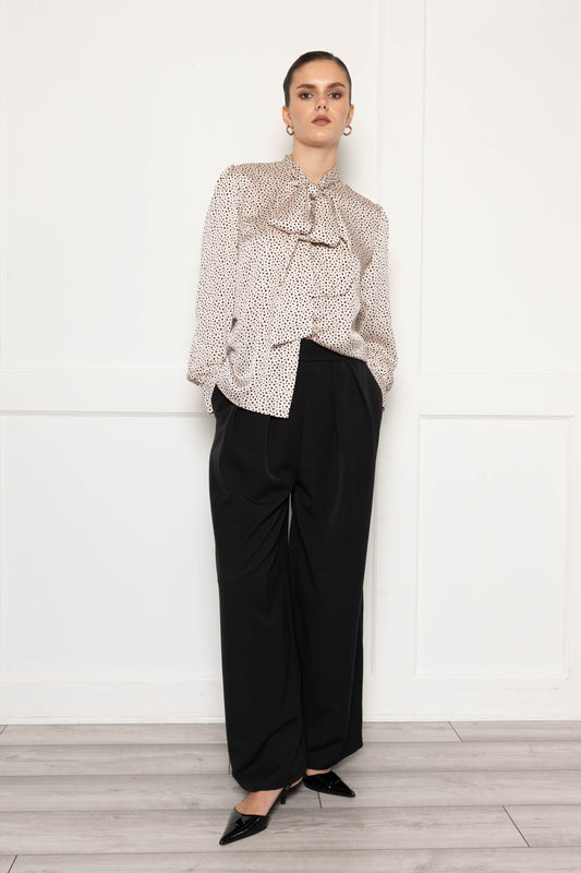Flounce London Black Wide Leg Tailored Trousers