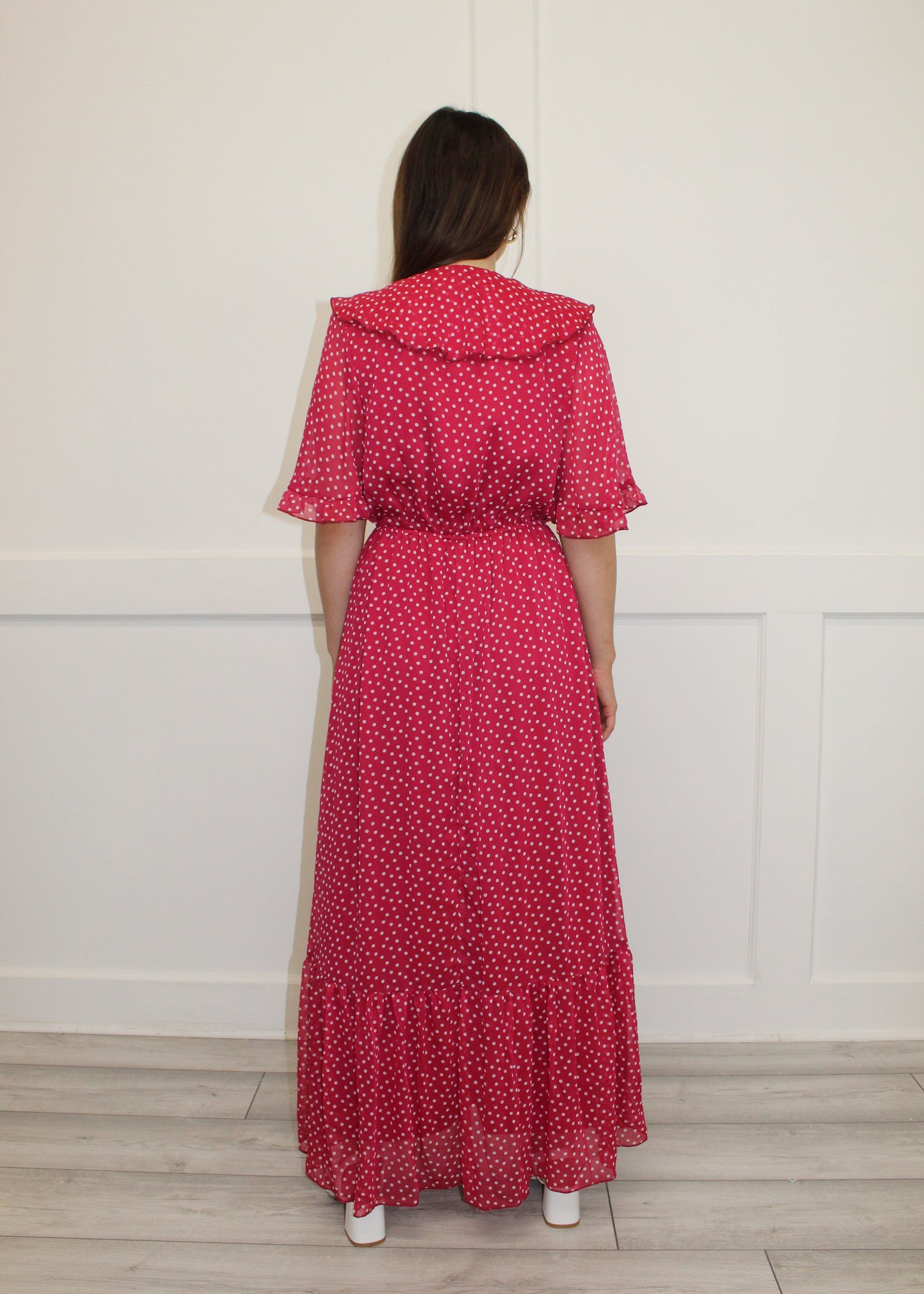 Flounce London Spot Frill Maxi Dress