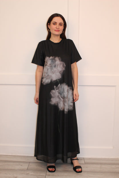 Flounce London Mesh Floral Midaxi Dress