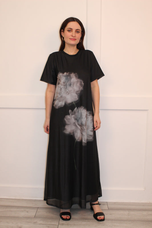 Flounce London Mesh Floral Midaxi Dress