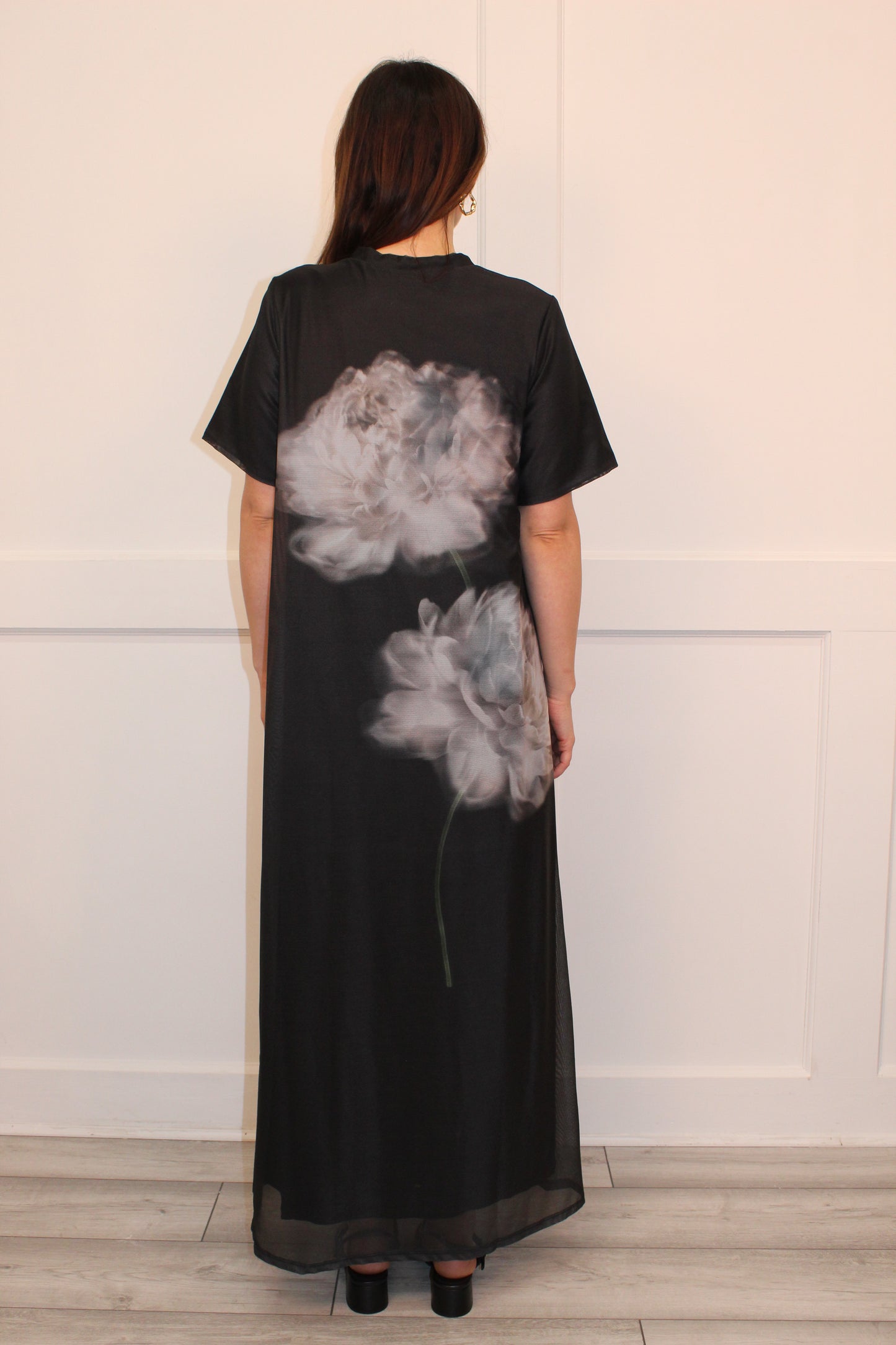 Flounce London Mesh Floral Midaxi Dress