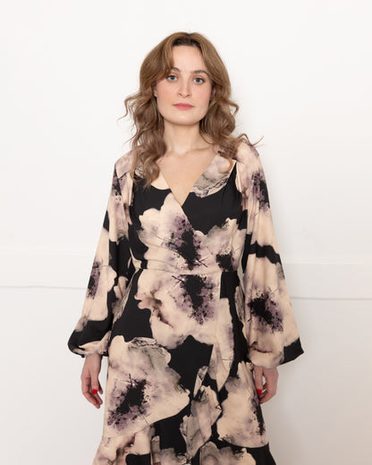 Printed Woven Crepe Mini Dress