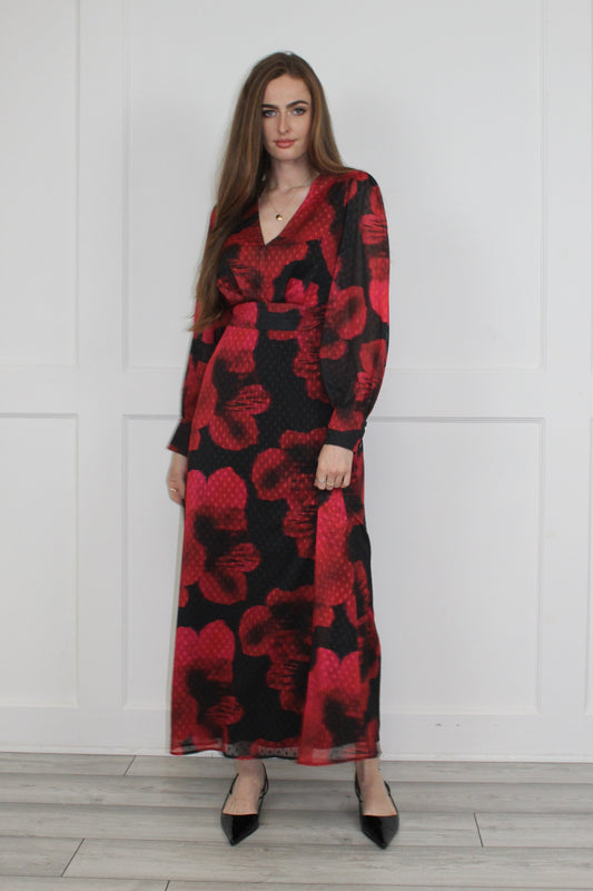 Flounce London Floral Printed Chiffon Midaxi