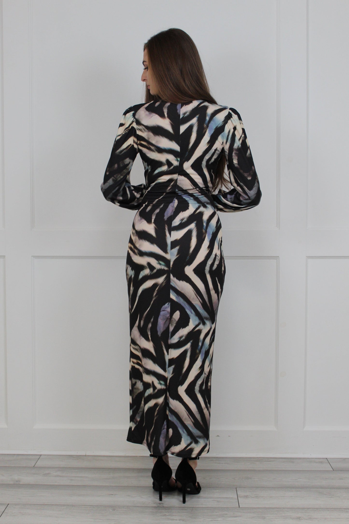 Flounce London Printed Zebra Jersey Maxi Dress