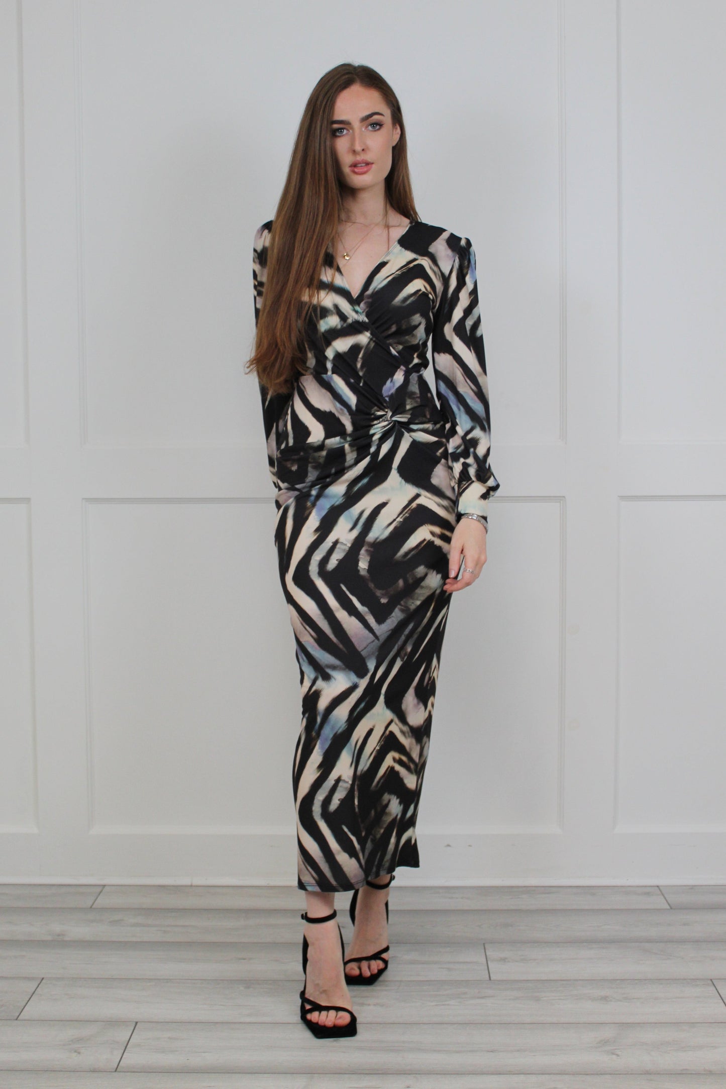 Flounce London Printed Zebra Jersey Maxi Dress